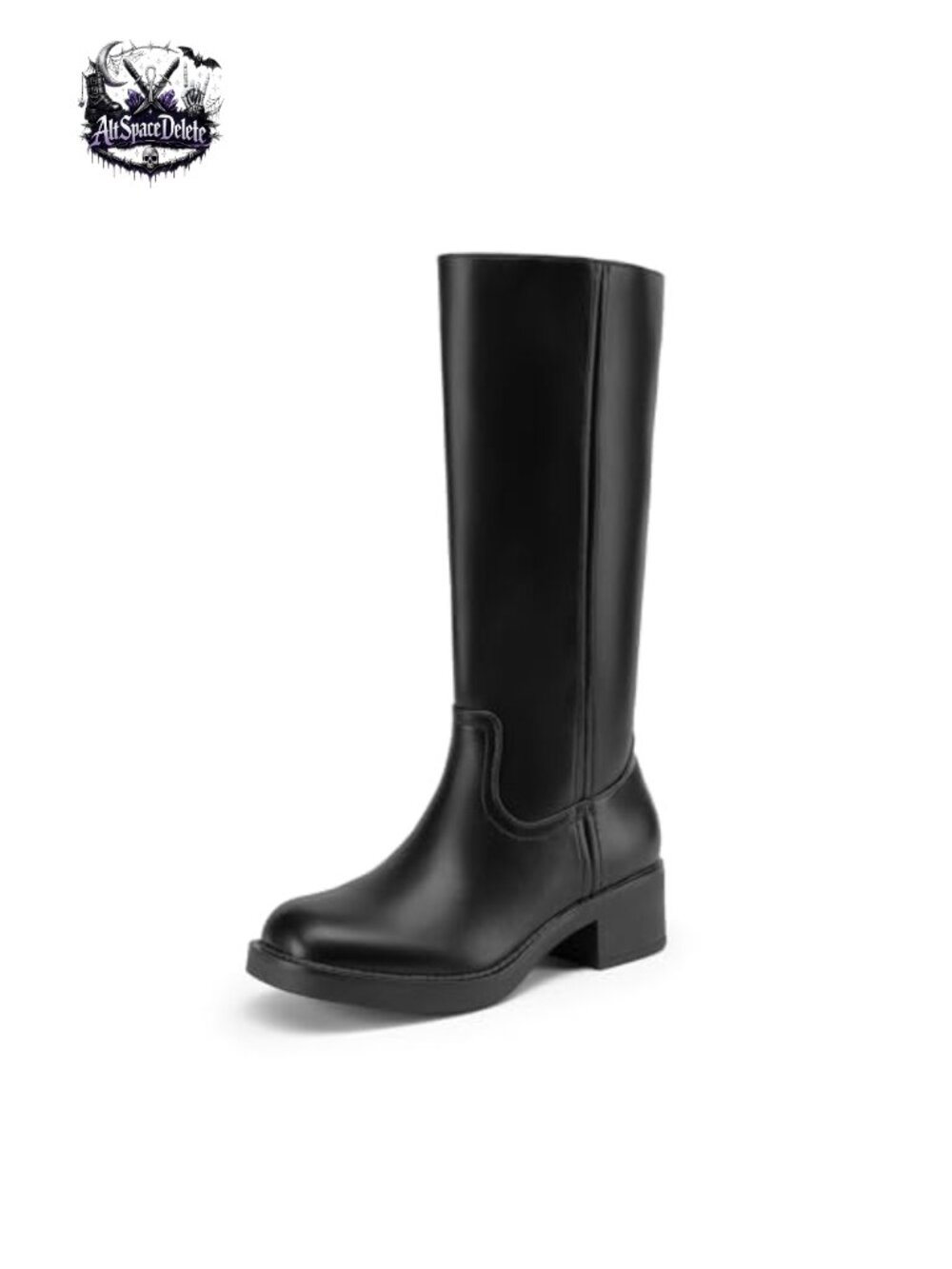 Women's Square Toe Platform Chunky Block Heel Knee High Riding Boots Faux